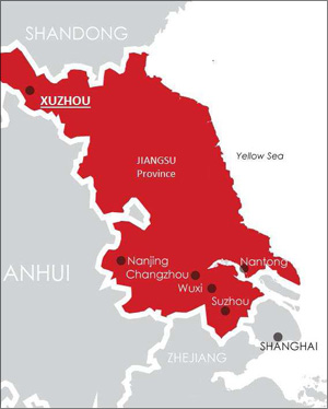 Map Jiangsu and Xuzhou